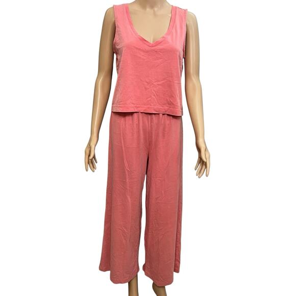 Z Supply Scout Tank and Pants Set Small Cropped Top Wide Leg Ankle Pants Lounge - Picture 1 of 16